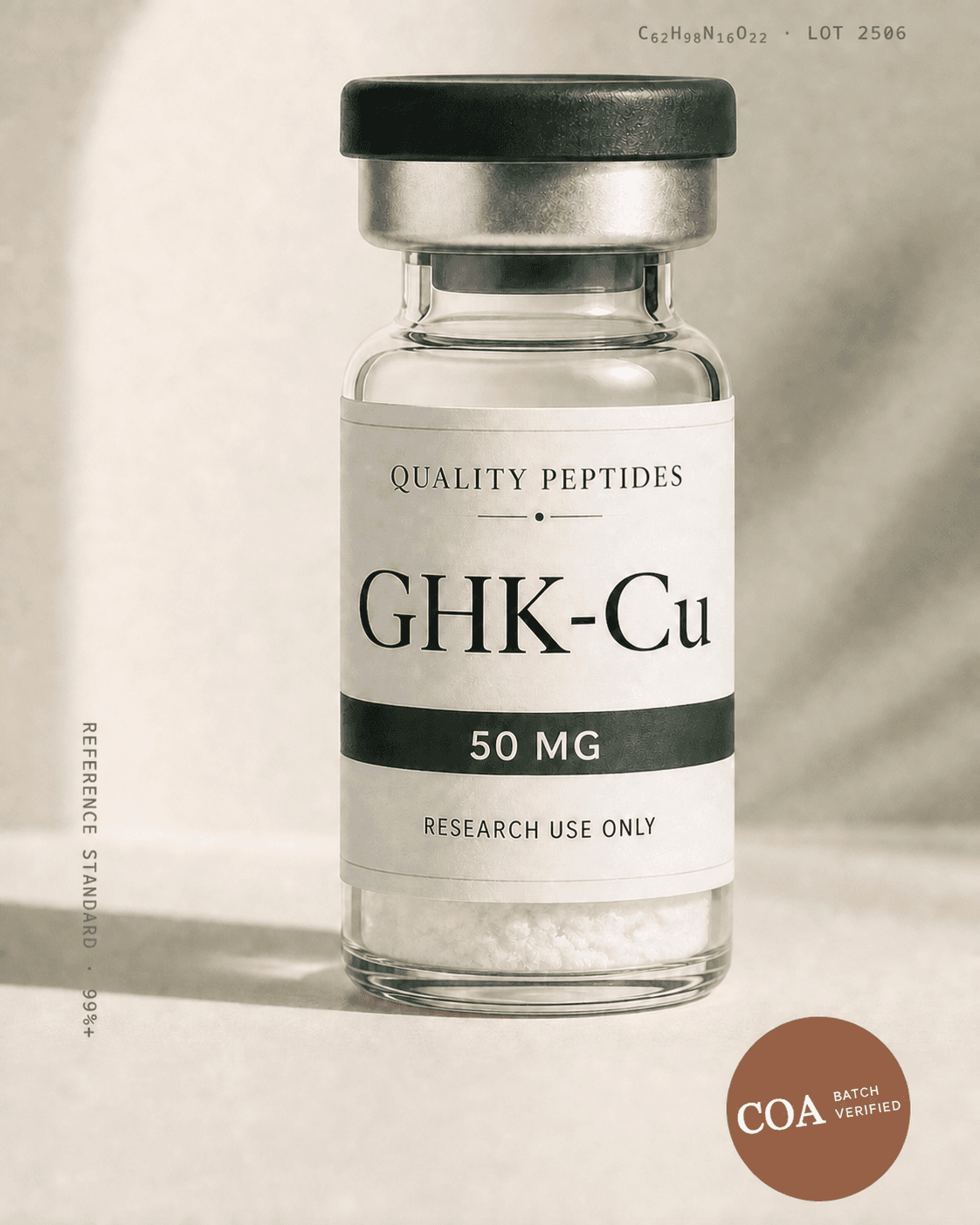 GHK-Cu 50 MG Quality Peptides research vial