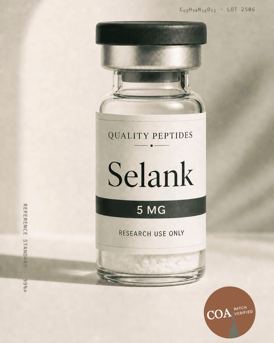 Selank 5 MG Quality Peptides research vial